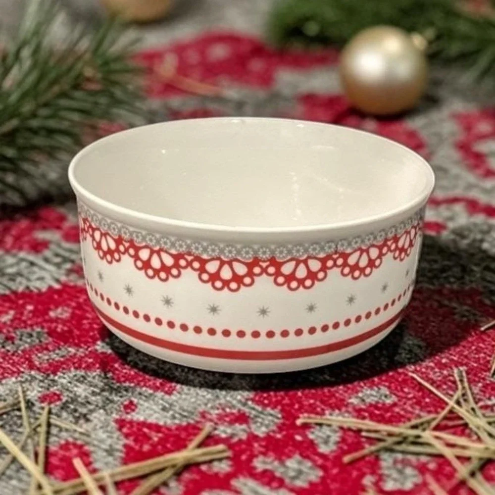 Grace Tea Ware Cereal Bowl, Vintage Inspired‎ Red & Gray Soup Dish, Dinnerware